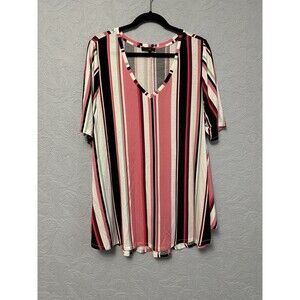 Lane Bryant Sz 18/20 Stripe Hi Lo Top D33